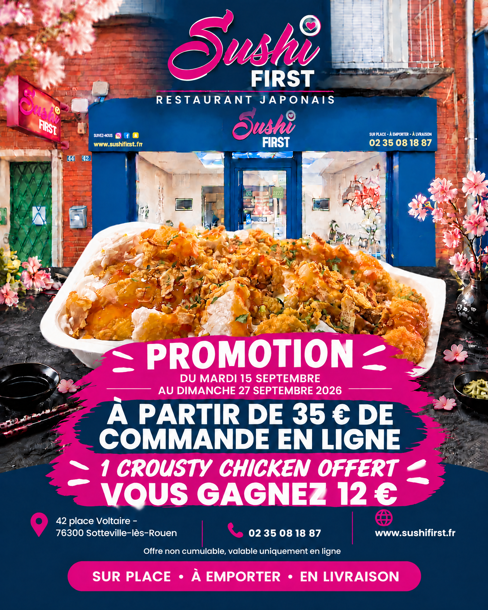 livraison sushis &agrave;  rouen rive droite 76000